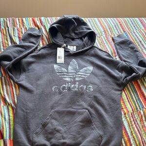 Sale $16 Adidas Charcoal Hoodie with Silver size extra large slim fit  new